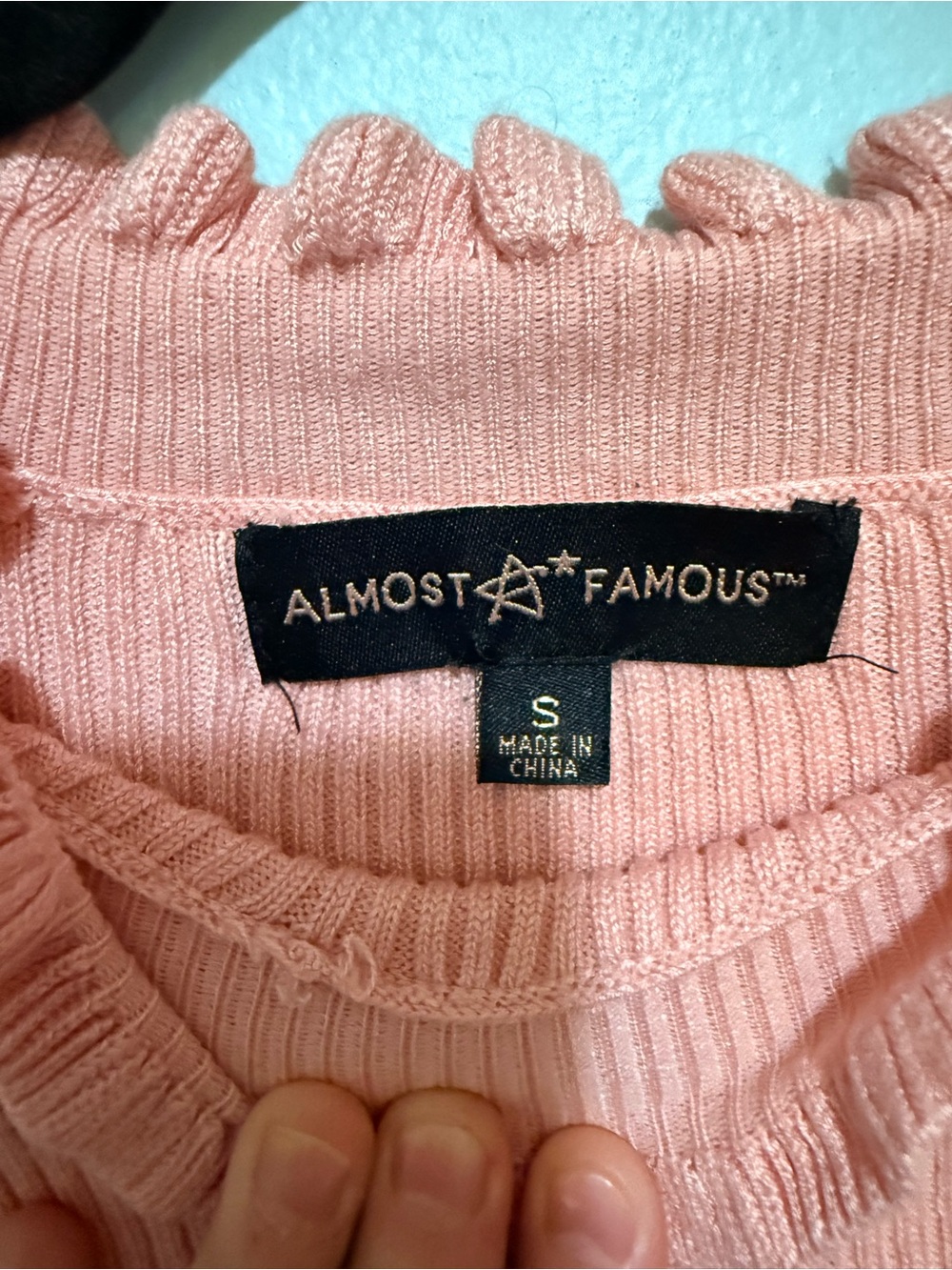 Almost Famous Pink Ruffled-Knit Top - Picture 2 of 2
